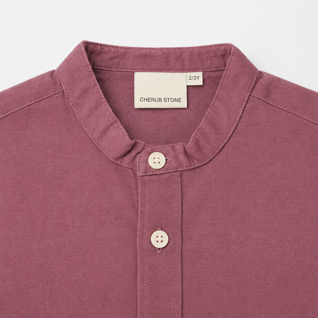 Boys’ Dusty Rose Full-Sleeve Mandarin Collar Shirt with Button-Down Front