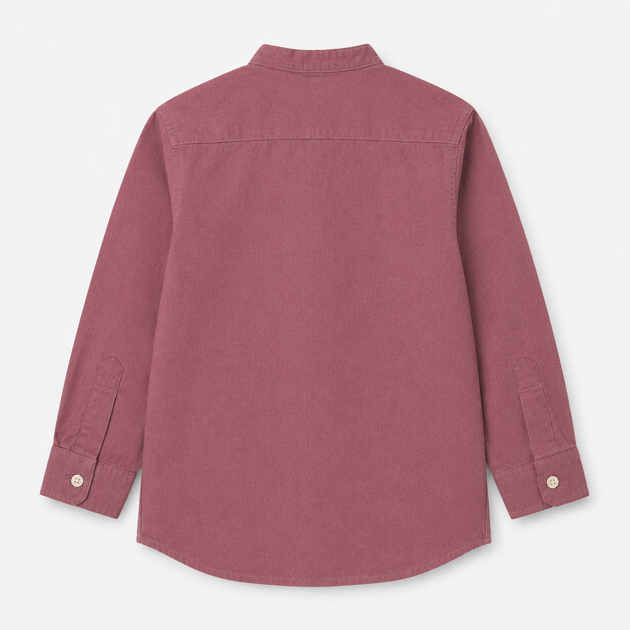 Boys’ Dusty Rose Full-Sleeve Mandarin Collar Shirt with Button-Down Front