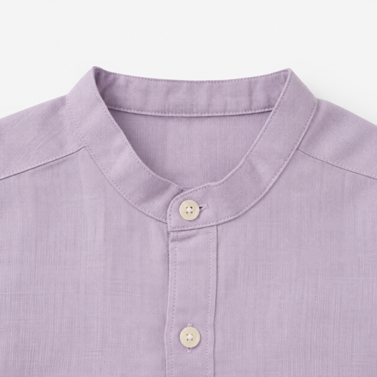 Boys’ Lavender Full-Sleeve Mandarin Collar Shirt with Button-Down Front