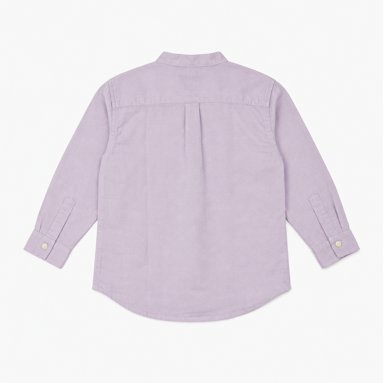 Boys’ Lavender Full-Sleeve Mandarin Collar Shirt with Button-Down Front