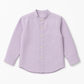 Boys’ Lavender Full-Sleeve Mandarin Collar Shirt with Button-Down Front