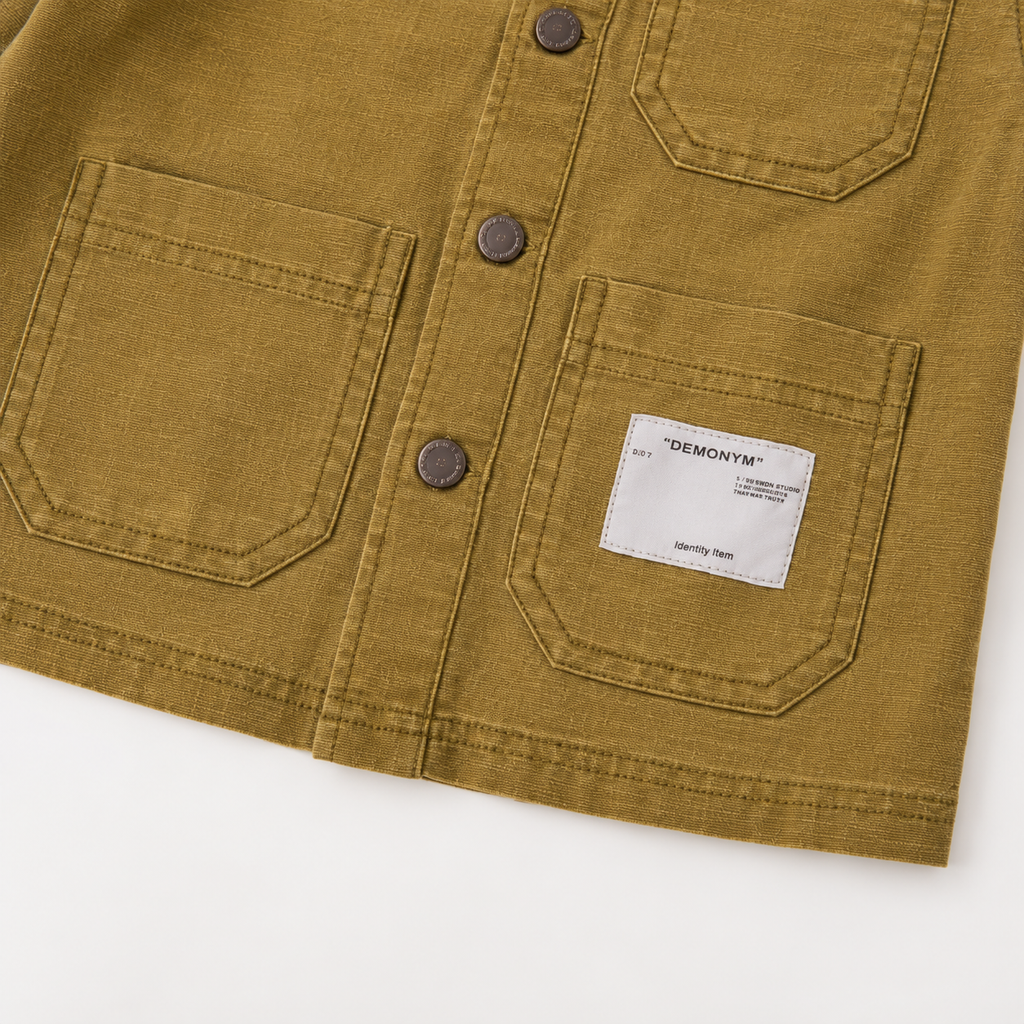 Boys’ Olive Brown Full-Sleeve Utility Shirt with Triple Patch Pockets