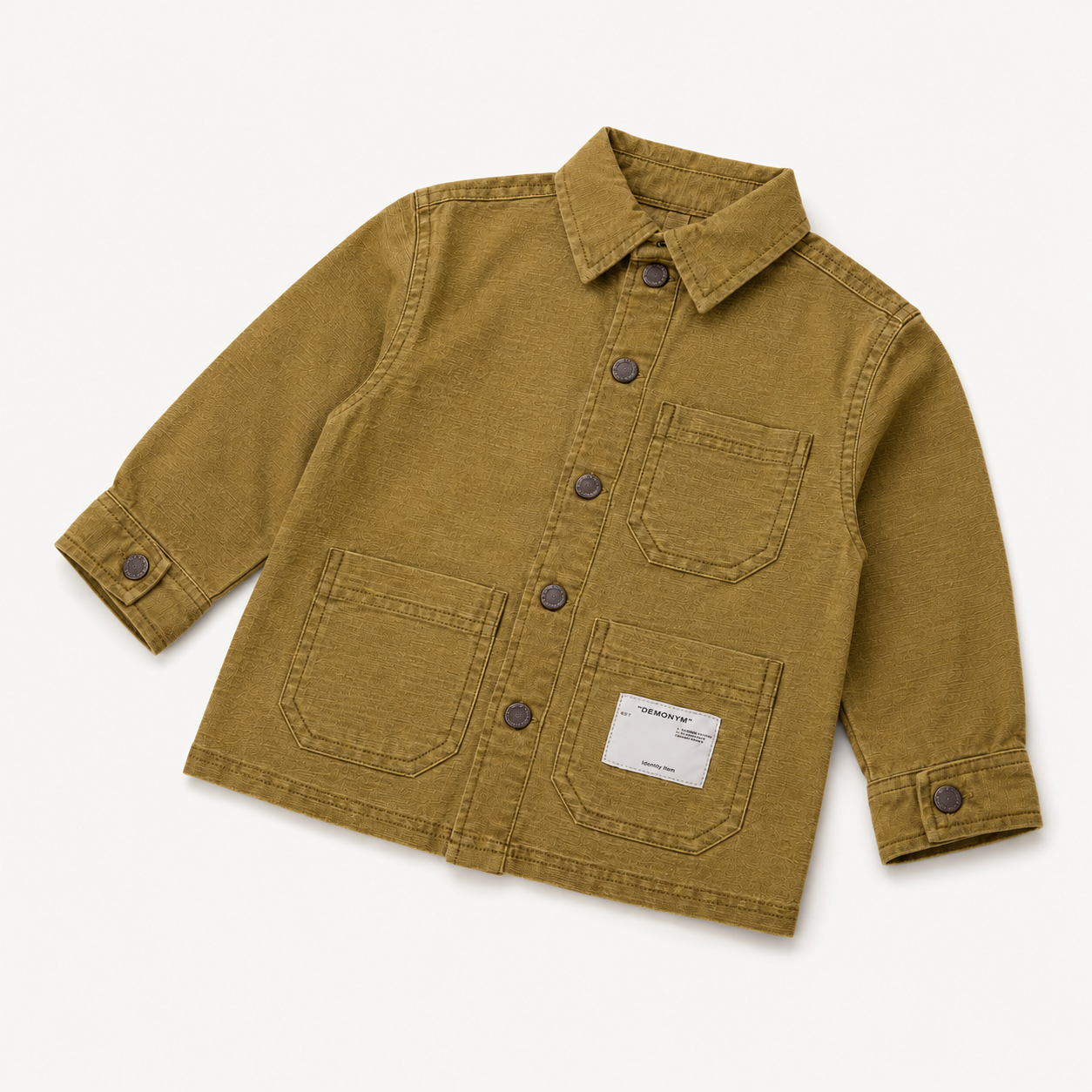 Boys’ Olive Brown Full-Sleeve Utility Shirt with Triple Patch Pockets