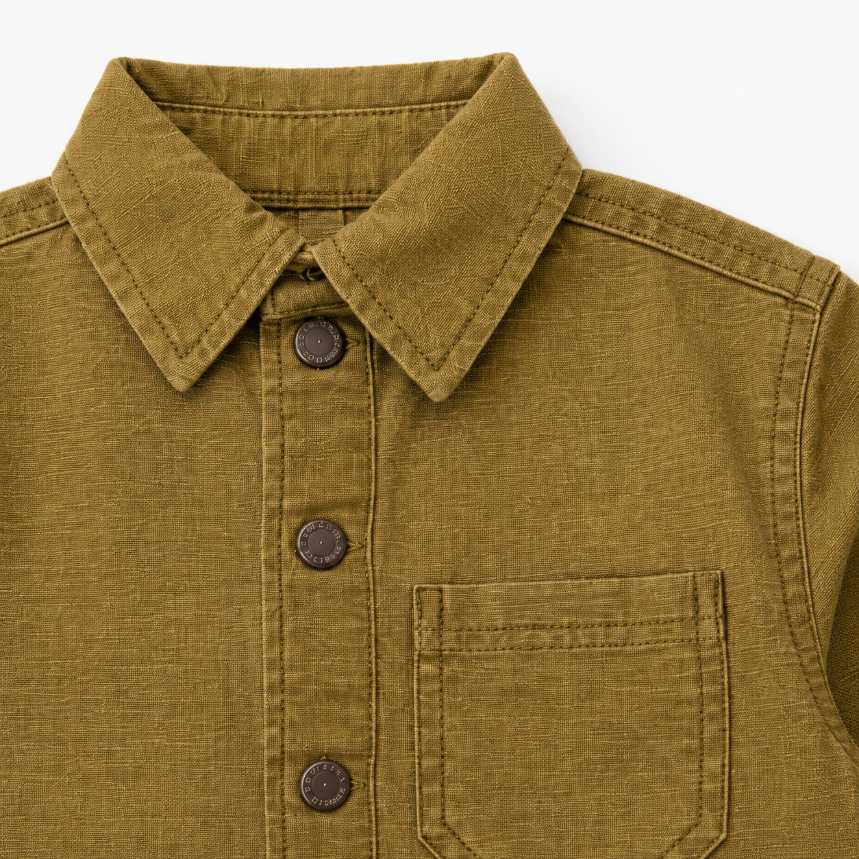 Boys’ Olive Brown Full-Sleeve Utility Shirt with Triple Patch Pockets