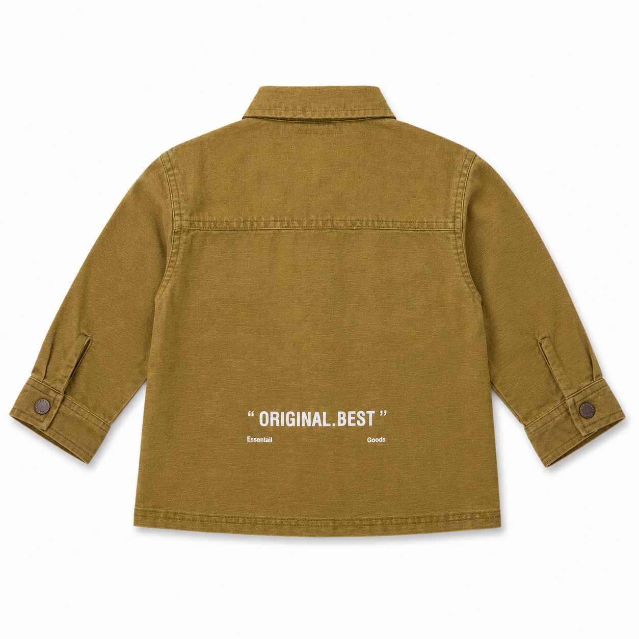 Boys’ Olive Brown Full-Sleeve Utility Shirt with Triple Patch Pockets