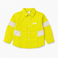 Boys’ Neon Yellow Full-Sleeve Shirt with Contrast Stripe Panels and Snap Buttons